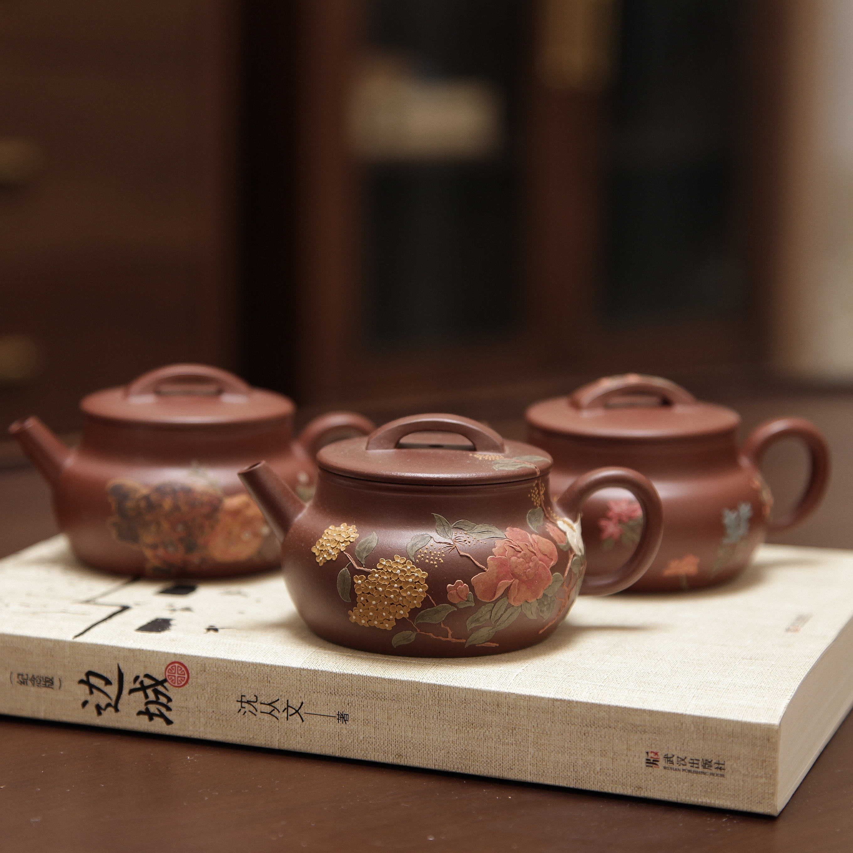 YiXing ZiSha Red Purple Clay Brocade Drum Pot 红紫泥锦鼓壶[ZS69]