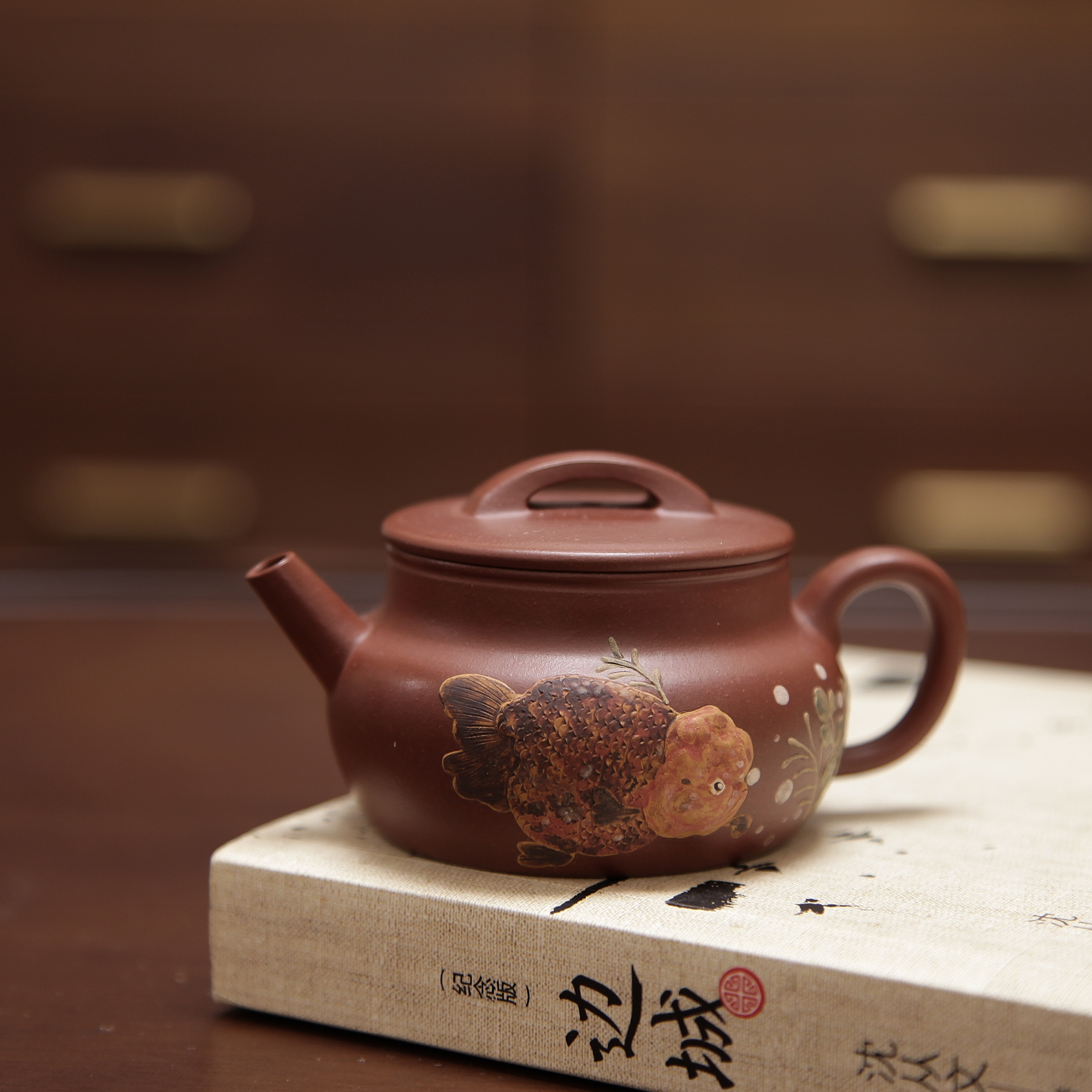 YiXing ZiSha Red Purple Clay Brocade Drum Pot 红紫泥锦鼓壶[ZS69]