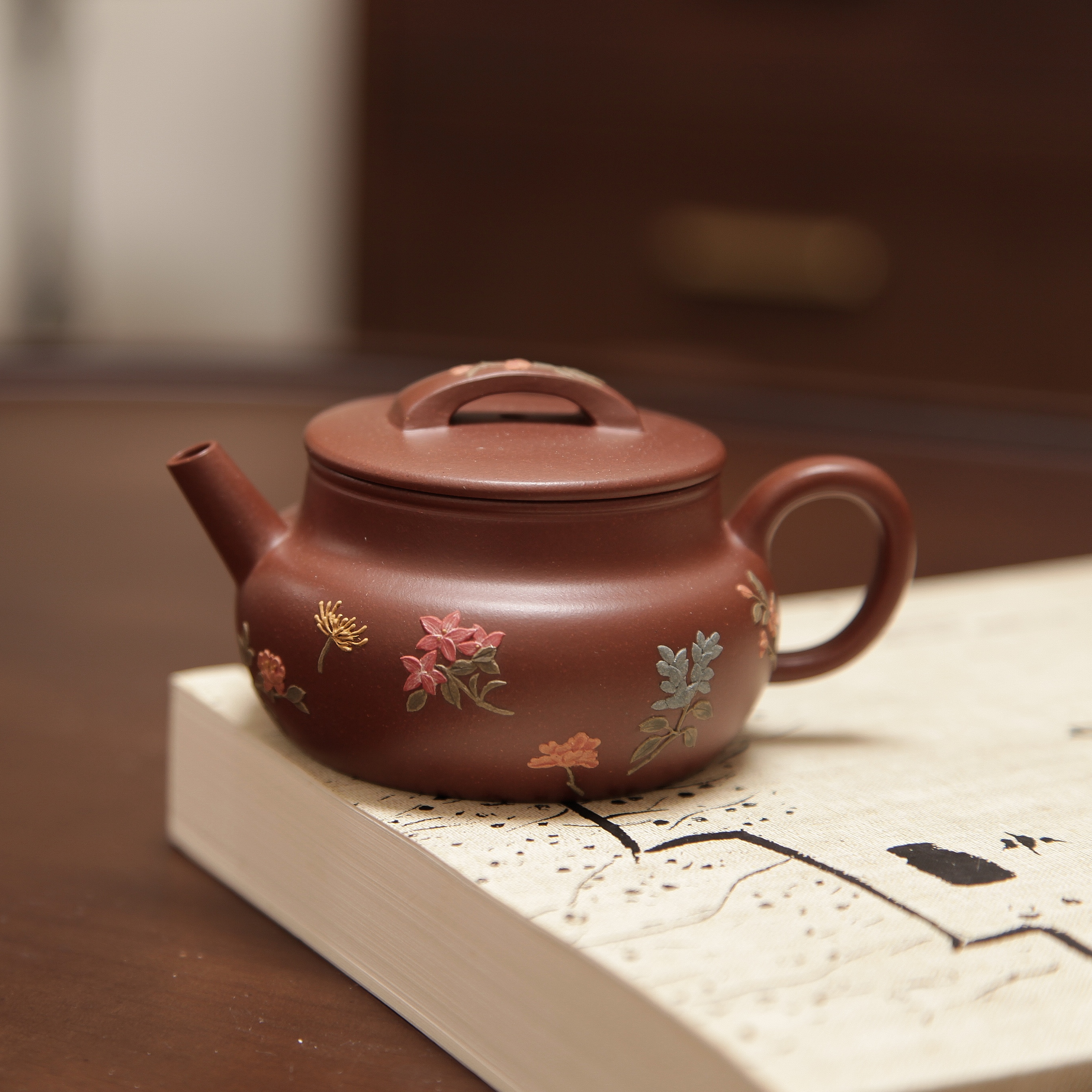 YiXing ZiSha Red Purple Clay Brocade Drum Pot 红紫泥锦鼓壶[ZS69]