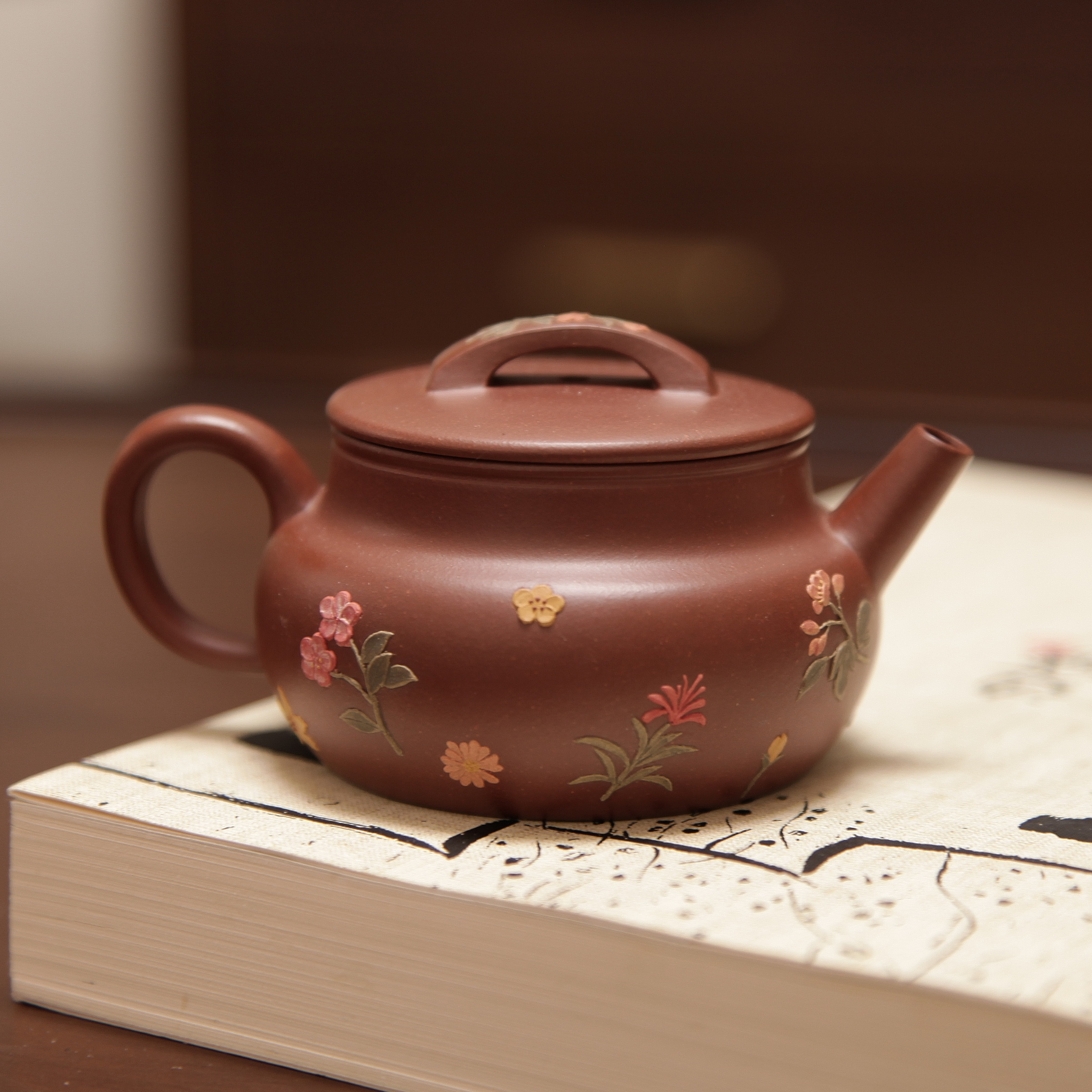 YiXing ZiSha Red Purple Clay Brocade Drum Pot 红紫泥锦鼓壶[ZS69]