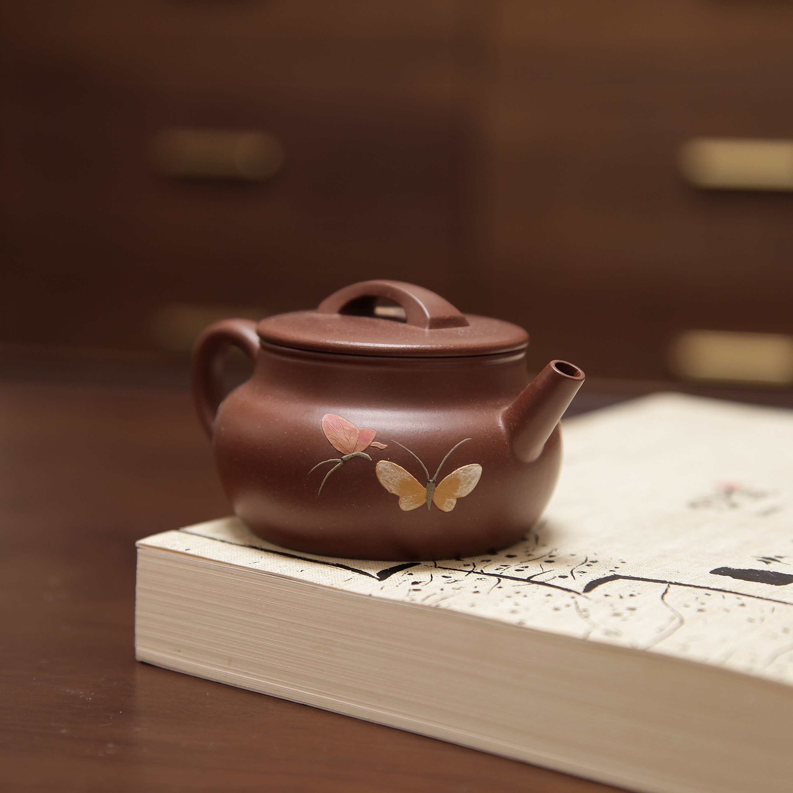 YiXing ZiSha Red Purple Clay Brocade Drum Pot 红紫泥锦鼓壶[ZS69]