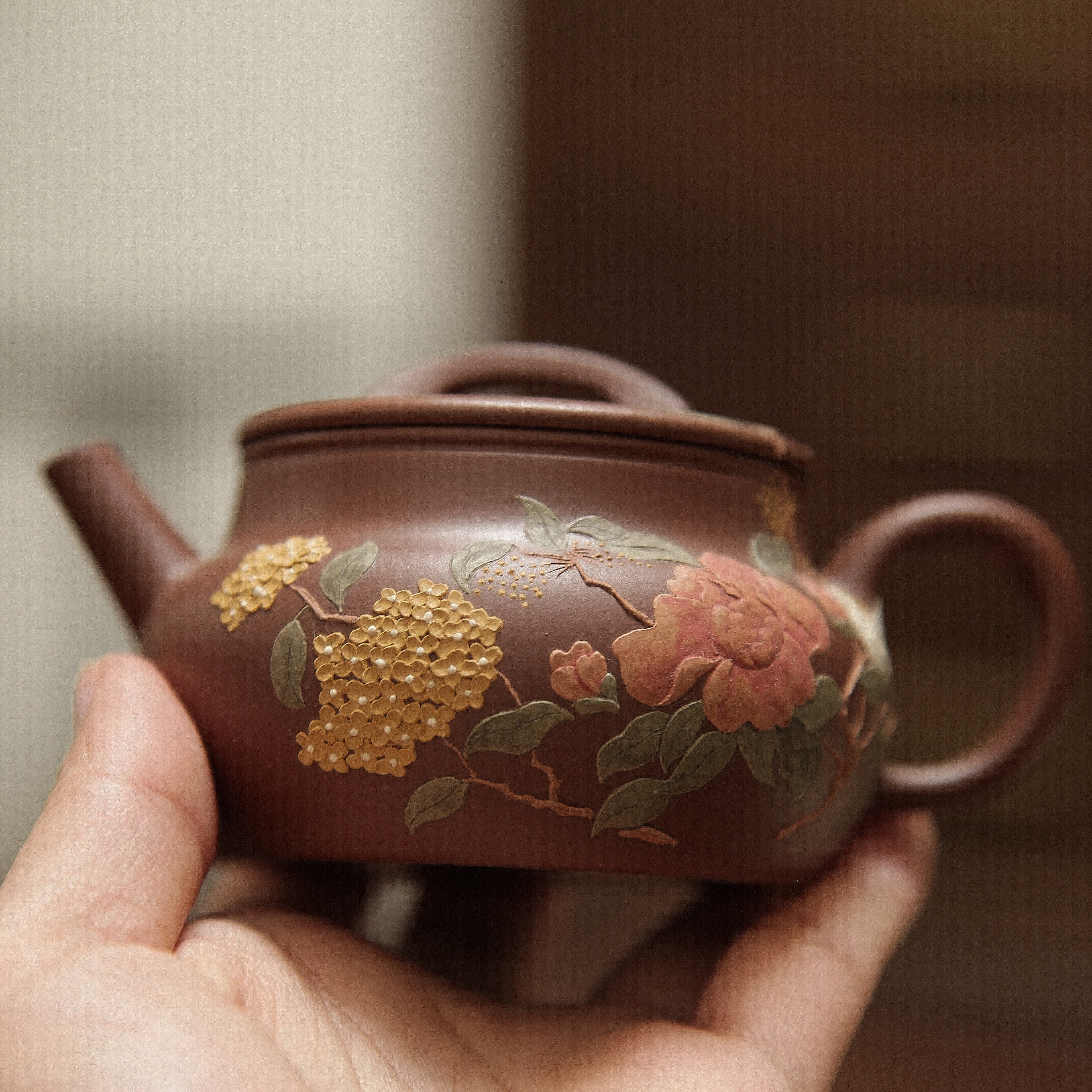 YiXing ZiSha Red Purple Clay Brocade Drum Pot 红紫泥锦鼓壶[ZS69]