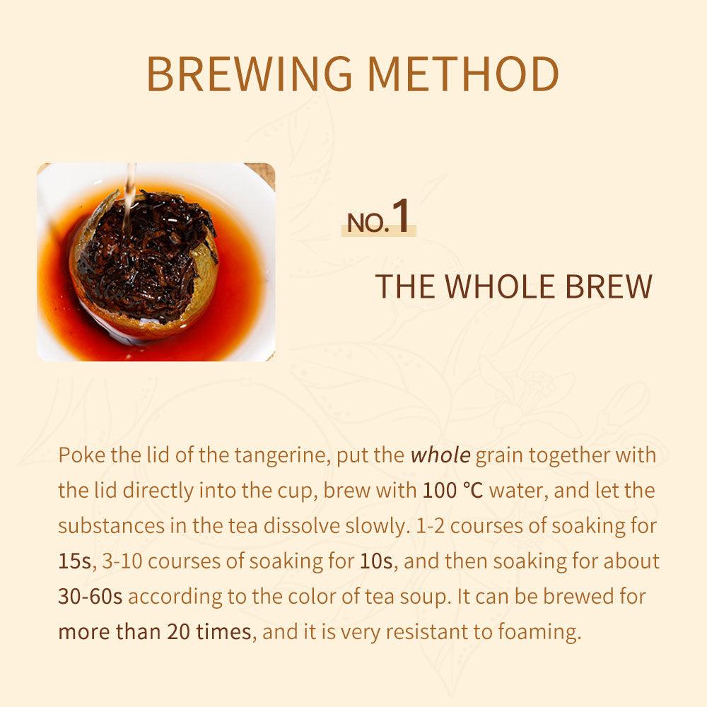 Pu Long Hao璞龙号-Nine-process Dried Tangerine Peel (Jiu Zhi Chen Pi )Ripe Pu‘erh Tea 500g Can - Lapsangstore