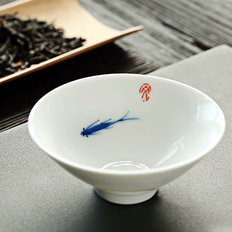 Three Fish Figure Hand-Painted Cup-Lapsangstore