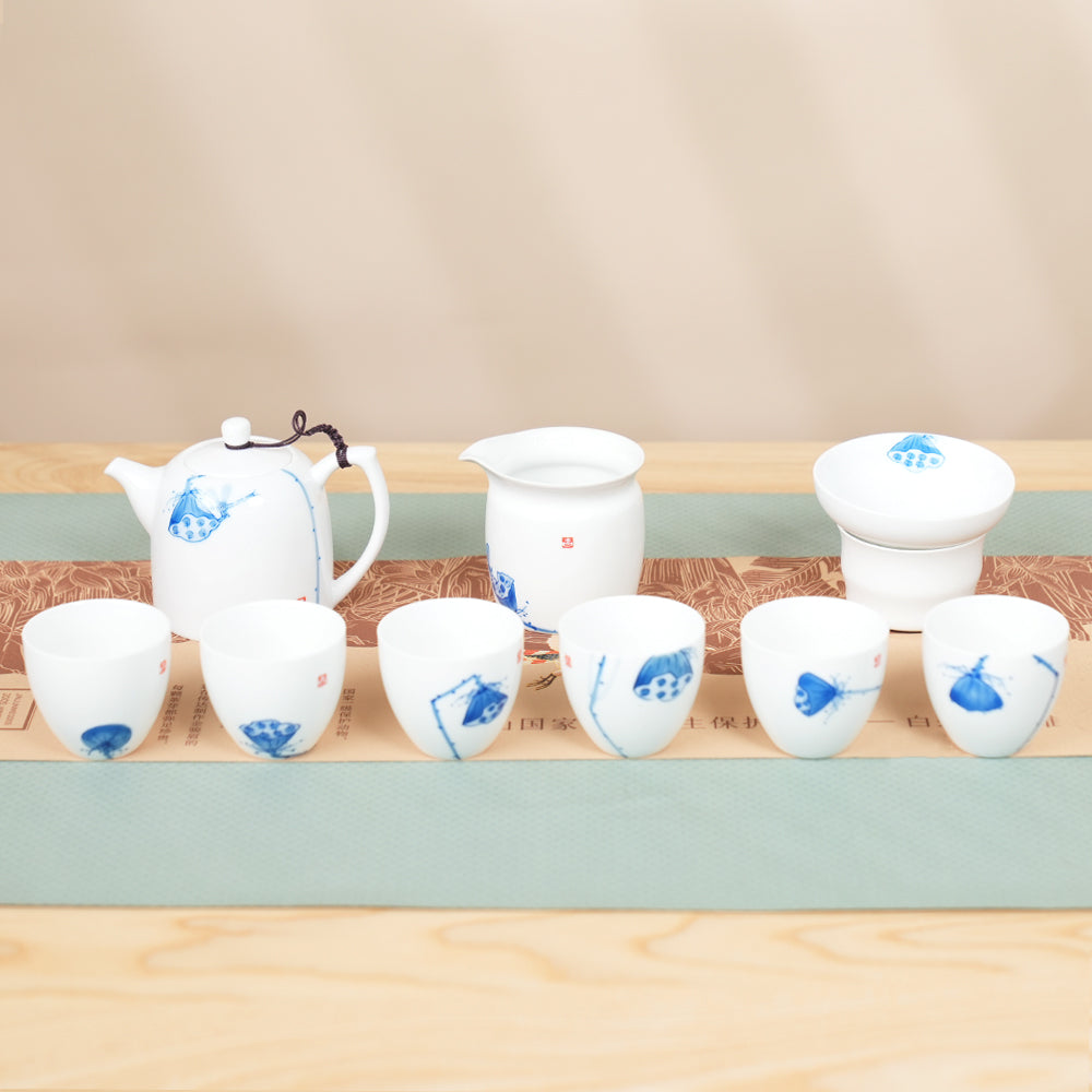 QinQuan-Pot Lotus Pod Hand-Painted Tea-Set-Lapsangstore