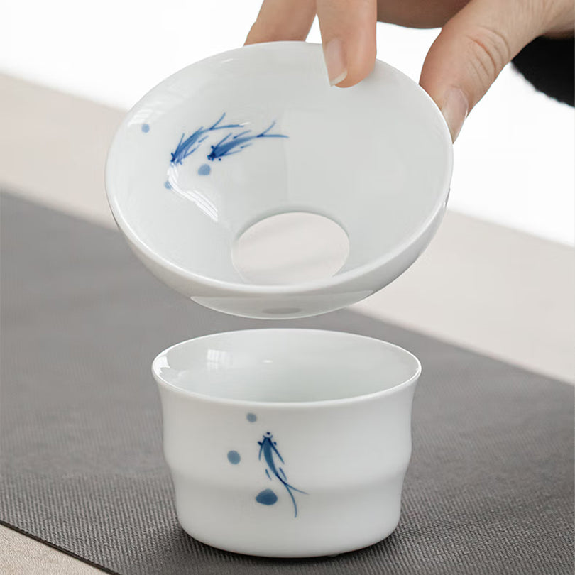 Three Fish Figure Hand-Painted Tea Funnel - Lapsangstore