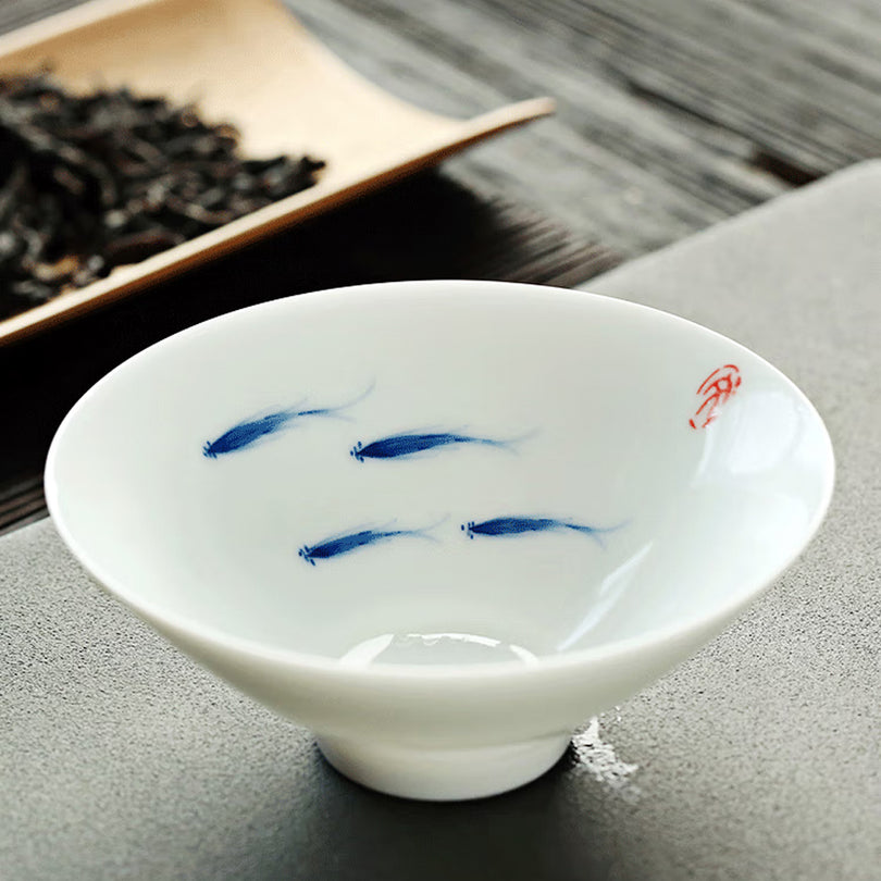 Three Fish Figure Hand-Painted Cup-Lapsangstore