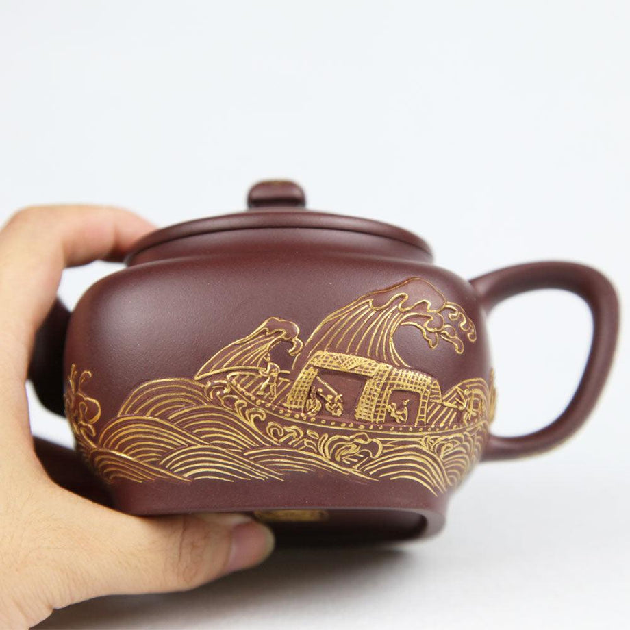 宜兴泥绘紫砂壶 混四方壶 – LAPSANGSTORE